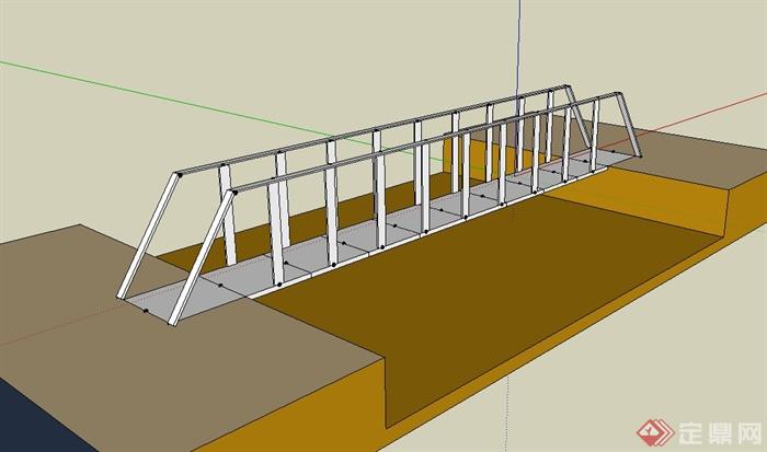 现代风格简单的无材质贴图园桥设计su模型(3)