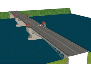 欧式风格过江交通码头桥设计SU(草图大师)模型