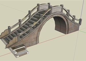 三款中式风格石桥设计SU(草图大师)模型