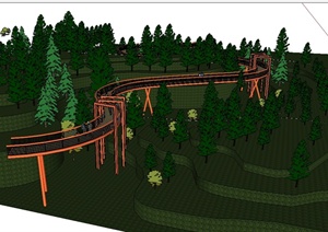 某现代风格观景园桥设计SU(草图大师)模型