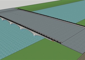 现代风格详细的交通码头桥设计SU(草图大师)模型