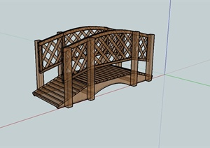 现代风格全木质园桥设计SU(草图大师)模型