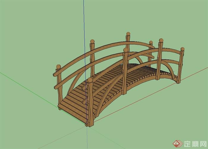 现代风格详细木质园桥拱桥设计su模型(1)