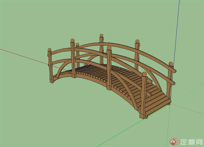 现代风格详细木质园桥拱桥设计su模型(2)