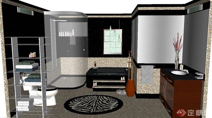 现代风格详细住宅空间卫浴空间设计su模型(1)