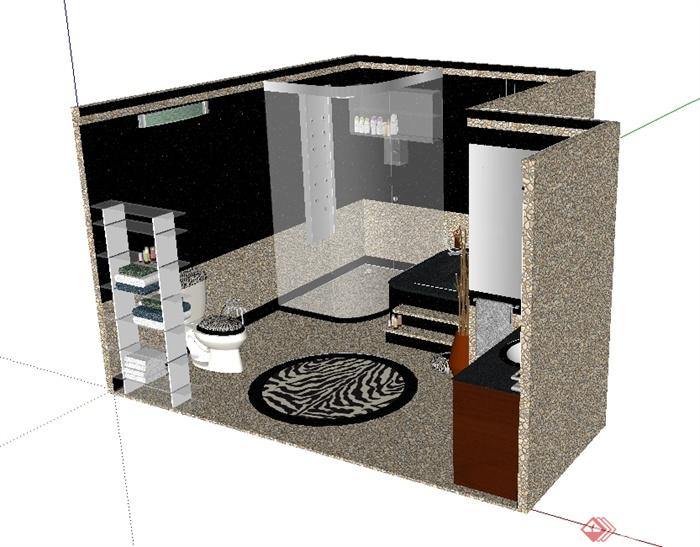 现代风格详细住宅空间卫浴空间设计su模型(2)