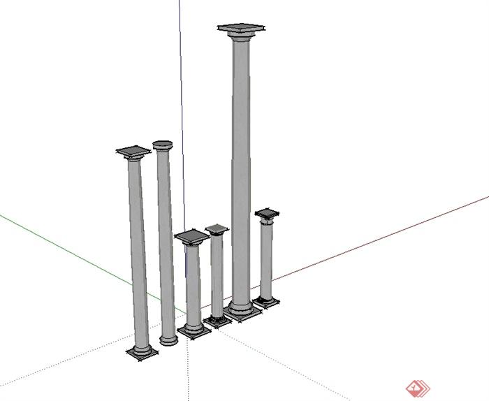 多种不同的建筑圆柱、钢架设计su模型(3)