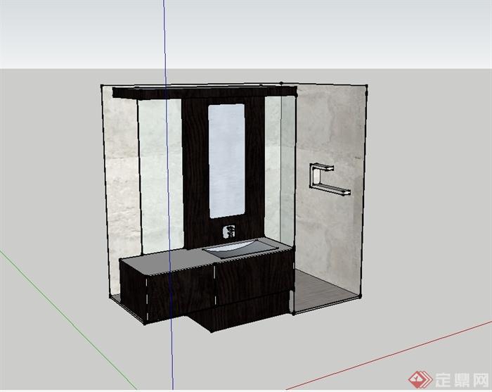 现代风格简单的卫生间设计su模型(2)