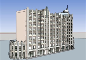 新古典风格公寓酒店单体SU(草图大师)模型(附CAD建筑方案图)