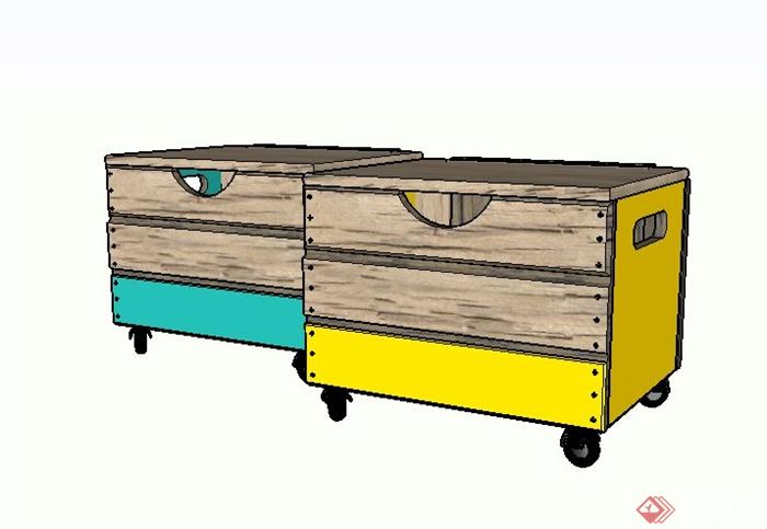 两款床头柜su模型 (1)