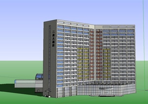 现代风格高层二泉大酒店SU(草图大师)模型(附CAD平面图)