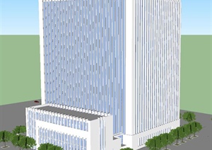 现代高层宾馆酒店SU(草图大师)模型(附CAD平面图)