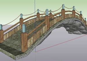 中式园林景观拱桥设计SU(草图大师)模型