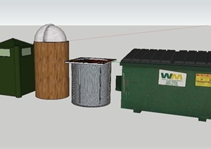 5款各式造型垃圾桶SU(草图大师)模型