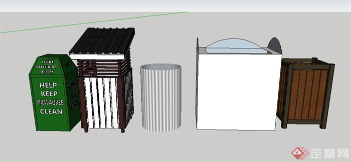 5款户外垃圾桶素材su模型(1)