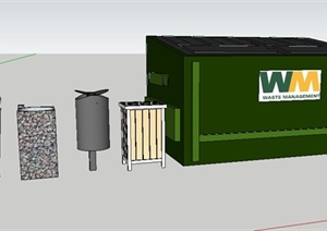 户外垃圾箱素材设计SU(草图大师)模型