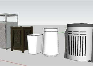 5种简约现代垃圾箱素材SU(草图大师)模型