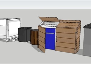 简约各式造型垃圾箱设计SU(草图大师)模型