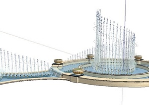 两款新古典喷泉水池设计SU(草图大师)模型