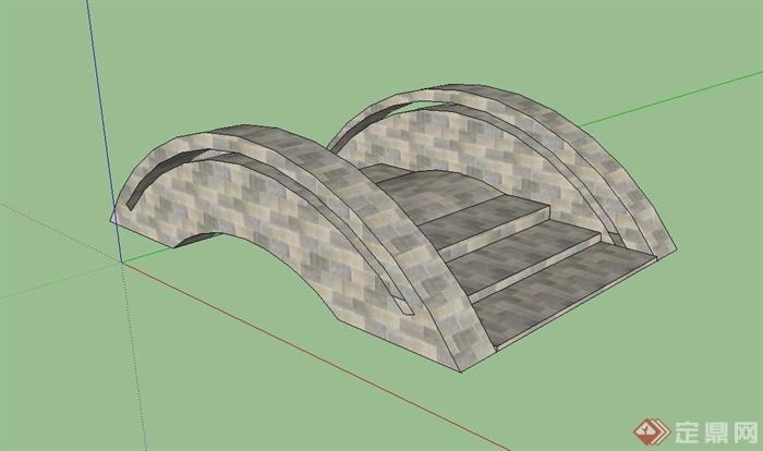 现代风格砖砌小桥设计su模型(3)