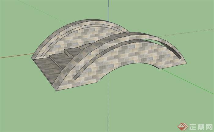 现代风格砖砌小桥设计su模型(2)