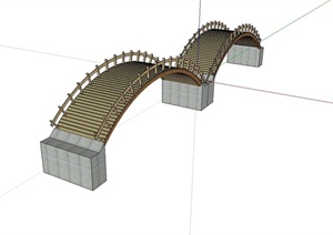 现代风格详细园桥拱桥设计SU(草图大师)模型