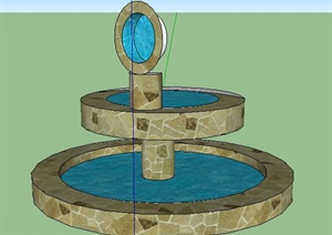 简洁圆形水池设计SU(草图大师)模型