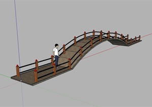 现代风格详细精致园桥设计SU(草图大师)模型