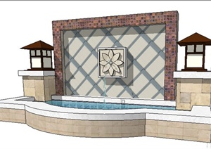 现代喷泉景观水池单体设计SU(草图大师)模型