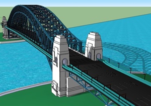 现代风格详细交通码头大桥设计SU(草图大师)模型