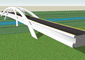 现代风格详交通码头大桥设计SU(草图大师)模型