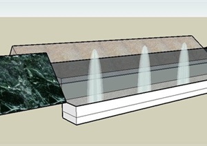 简洁喷泉水池设计SU(草图大师)模型