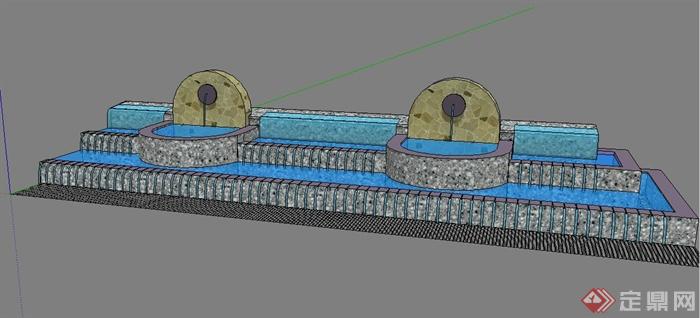 跌水叠水池设计su模型(2)