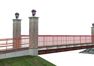 现代景观桥梁设计SU(草图大师)细致模型