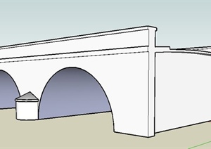 简洁双拱桥设计SU(草图大师)模型