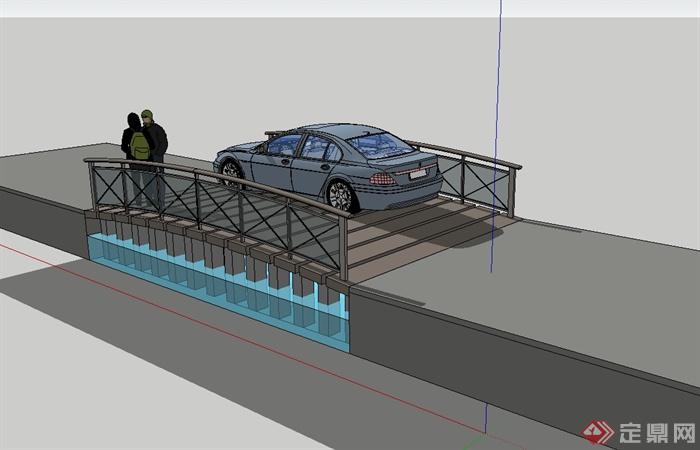 现代风格详细过河交通桥设计su模型(2)