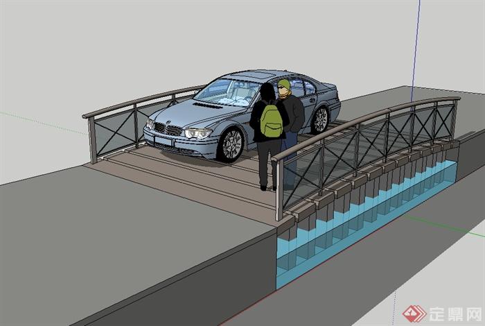 现代风格详细过河交通桥设计su模型(1)