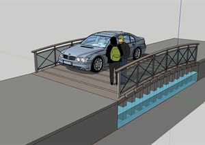 现代风格详细过河交通桥设计SU(草图大师)模型