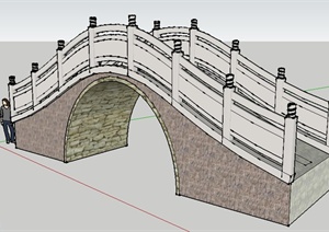 园林景观拱形石桥设计SU(草图大师)模型