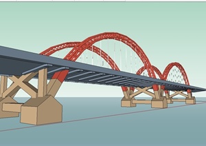 某现代风格交通大桥详细设计SU(草图大师)模型