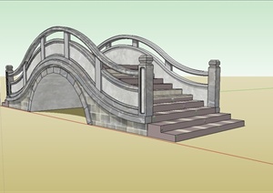 现代中式风格过河园桥详细设计SU(草图大师)模型