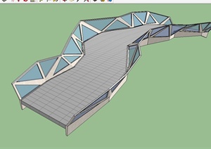 现代风格独特景观桥设计SU(草图大师)模型