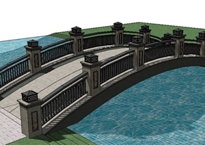 中式风格景观拱桥设计SU(草图大师)模型