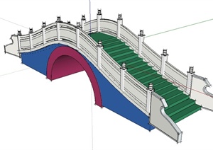 现代中式风格公园拱桥设计SU(草图大师)模型