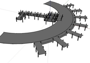 现代风格码头桥设计SU(草图大师)模型