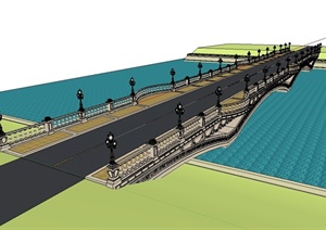 欧式风格交通码头大桥设计SU(草图大师)模型