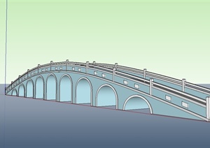 现代风格九孔景观桥设计SU(草图大师)模型