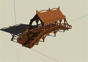 东南亚风格详细木桥设计SU(草图大师)模型