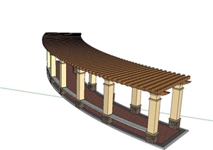 现代风格详细完整的景观廊设计SU(草图大师)模型