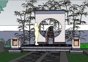 现代新中式庭院设计SU(草图大师)模型